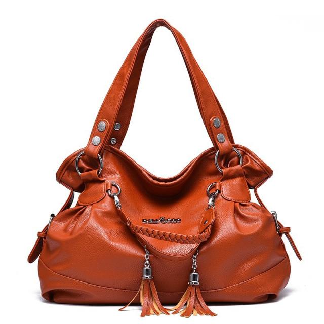 Plain color large capacity women handbag