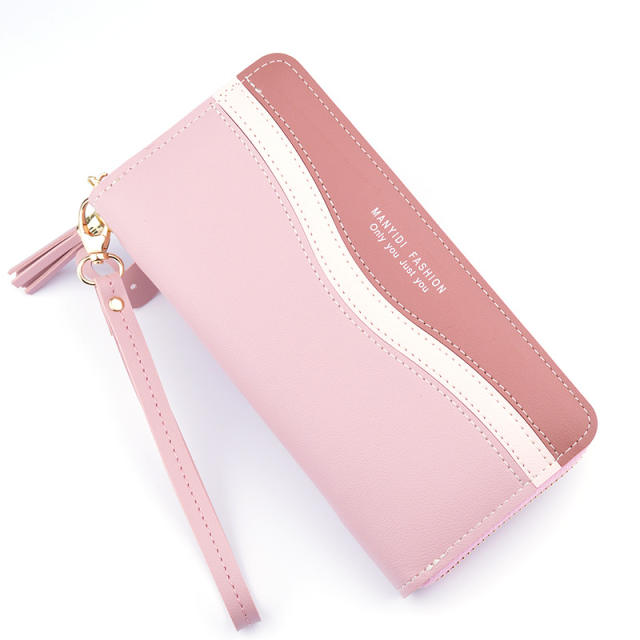 Long style zipper rabbit head tassel purse