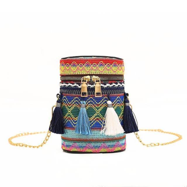 National tassel barrel bag