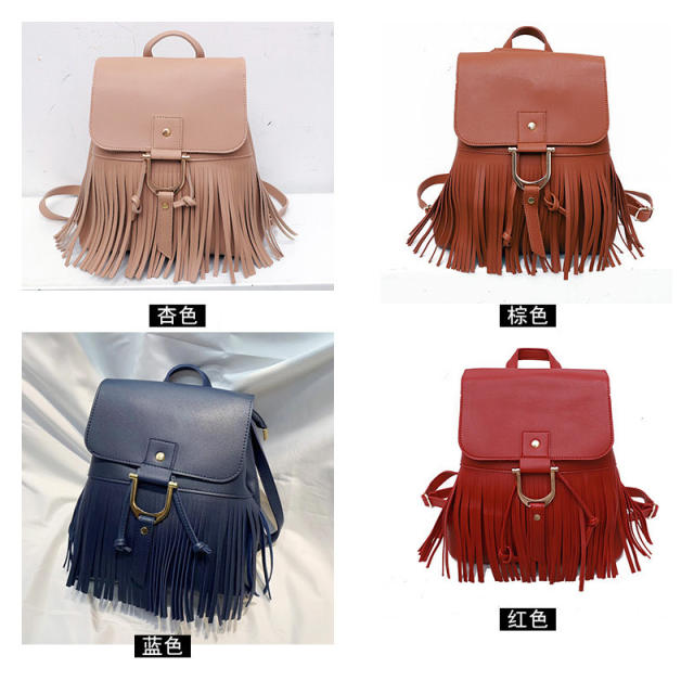 Solid color tassel backpack