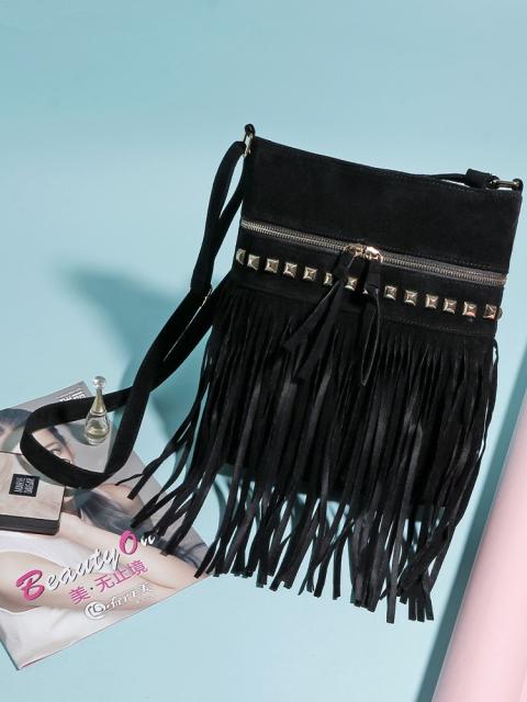 Vintage long tassel crossbody bag