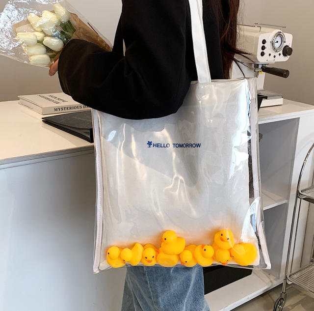 Large capacity cute duck clear bag