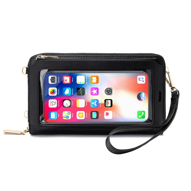 Touchscreen crossbody black mini phone bag