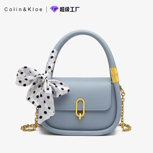 Polka dot silk scarf cute handbag