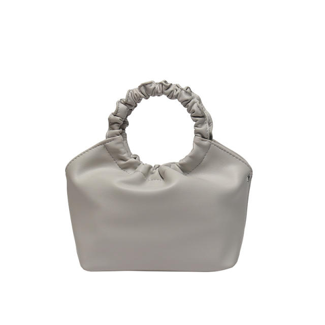 Solid color round handle women handbag