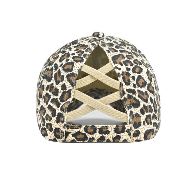 Leopard print vintage high ponytails baseball cap
