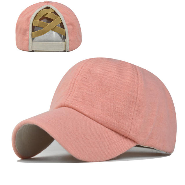 Solid color thicken crossover high ponytails baseball cap
