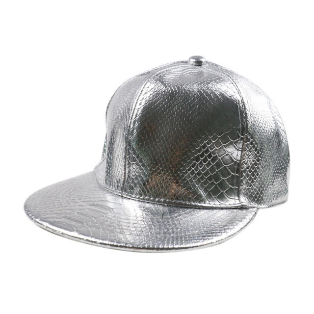 Snake pattern PU leather snapback hat