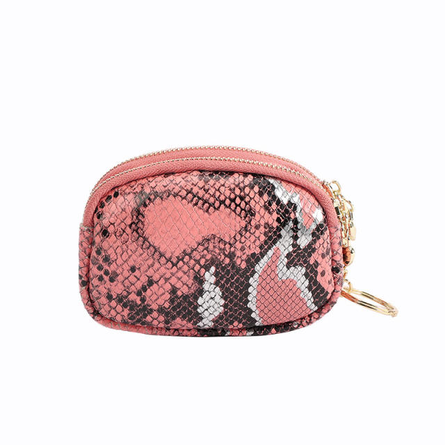 Double zipper snakeskin style purse