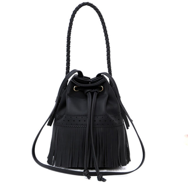 Boho tassel bucket bag