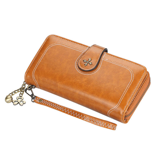 Long style multiple card slots zipper purse