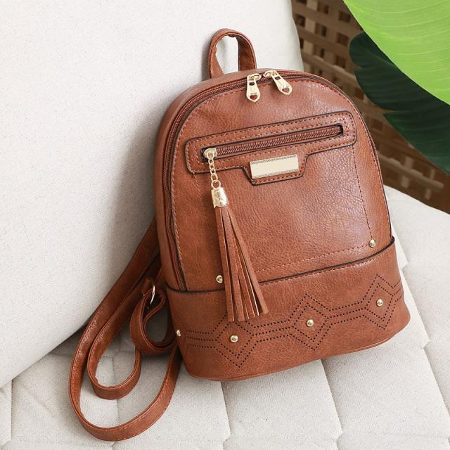 Tassel zipper PU backpack