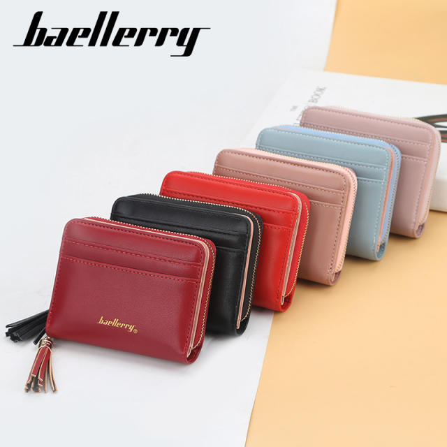 Short style multiple card slots tassel purse