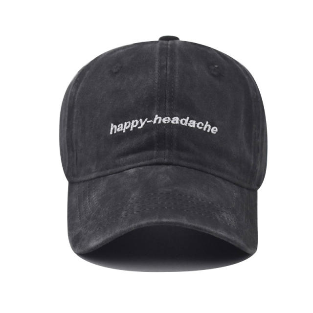 New happy headache letter embroidered cotton baseball cap