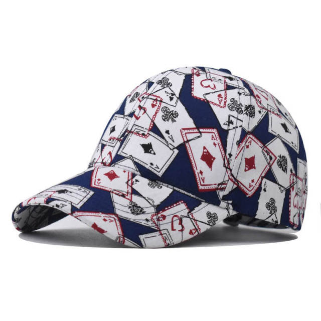 New Poker printed cotton baseball cap