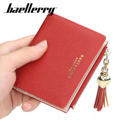 Short style cross pattern tassel purse