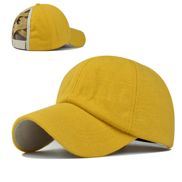 Solid color thicken crossover high ponytails baseball cap