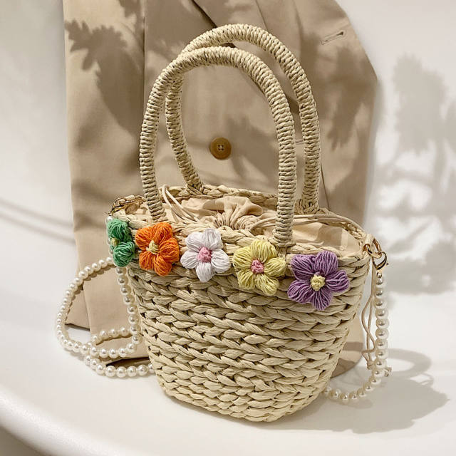 Summer design cute flower straw handbag