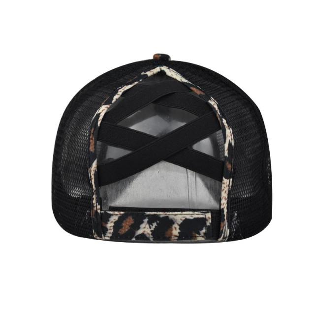 MM leopard print high ponytails baseball cap