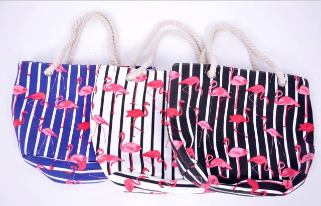 Flamingo printed beach tote bag