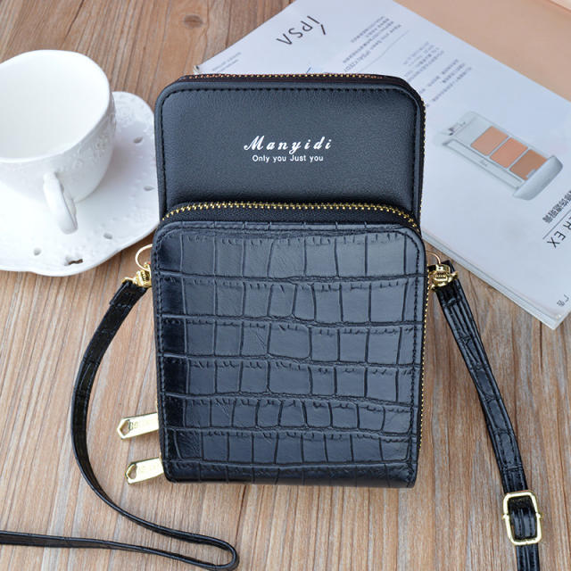 Double zipper crocodile pattern mini purse