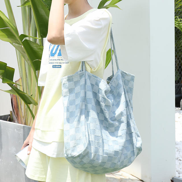 Light blue color canvas tote bag