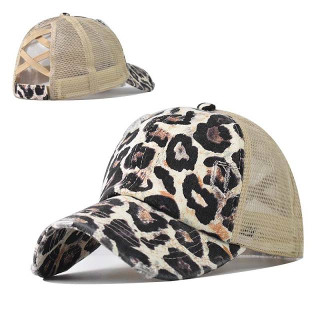 Double-color mesh crossover high ponytails baseball cap