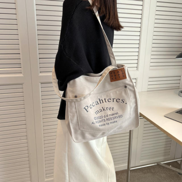 2022 letter canvas large capacity tote bag