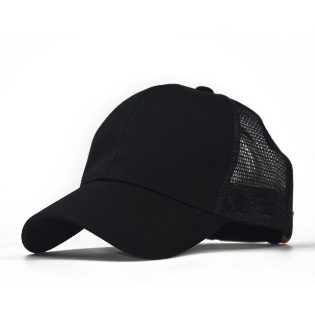 Simple solid color high ponytails baseball cap