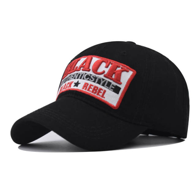 New Black embroidered cotton baseball cap
