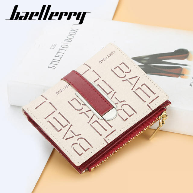 Short style printed multiple card slots zipper purse