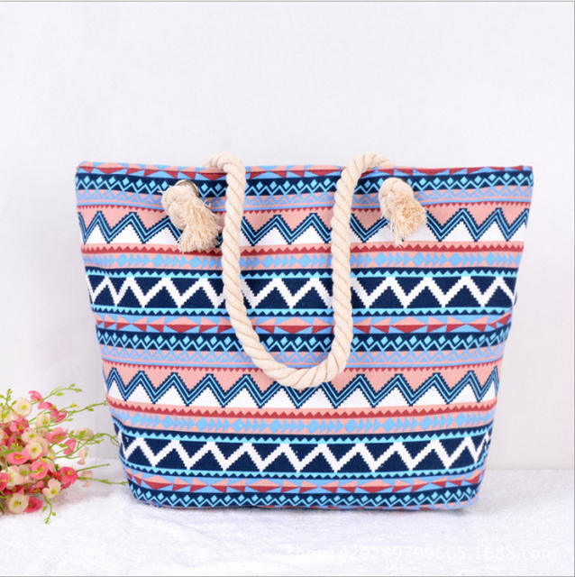 National pattern canvas beach tote bag