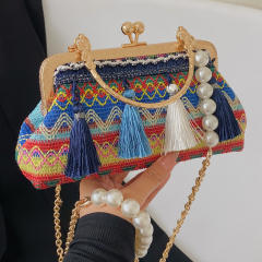 Summer purse shaped boho tassel handbag