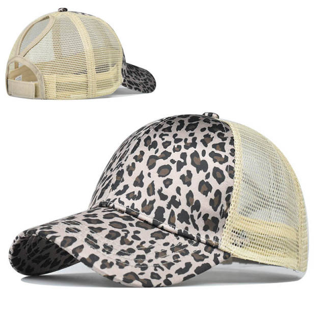 Leopard print high ponytails baseball cap