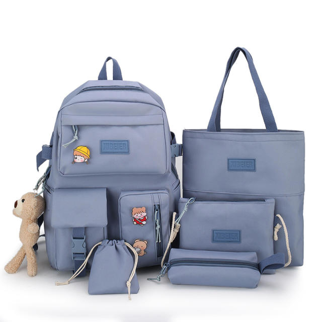 Korean fashion large capacity canvas student backpack set