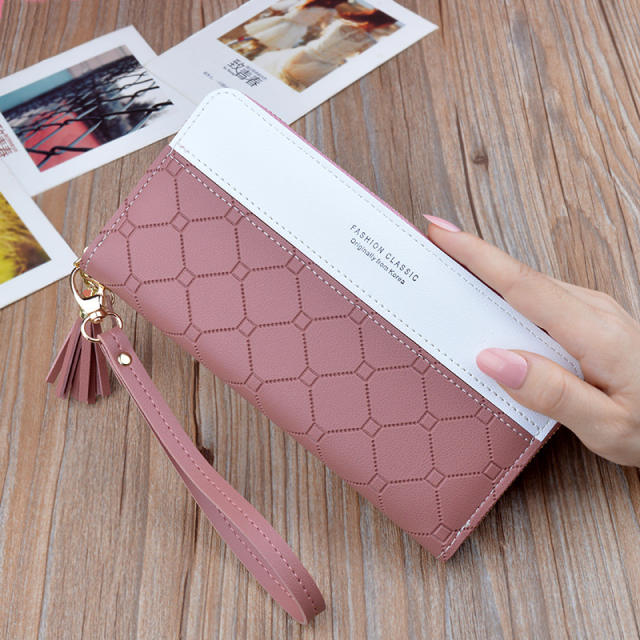Fashion double color tassel long style purse