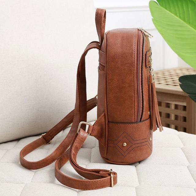 Tassel zipper PU backpack