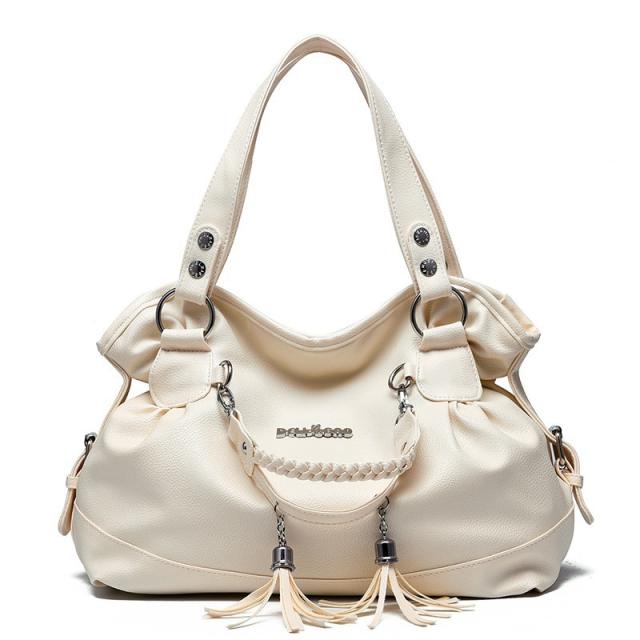 Plain color large capacity women handbag