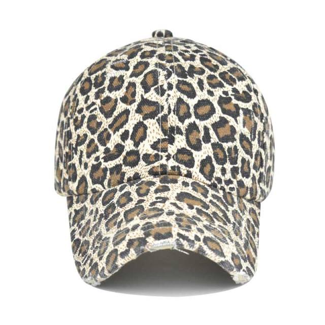 Leopard print vintage high ponytails baseball cap
