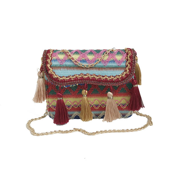 National tassel square crossbody bags