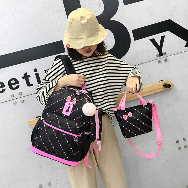 Cute bow school backpack set