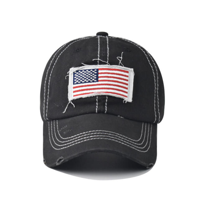 American flag embroidery high ponytails baseball cap
