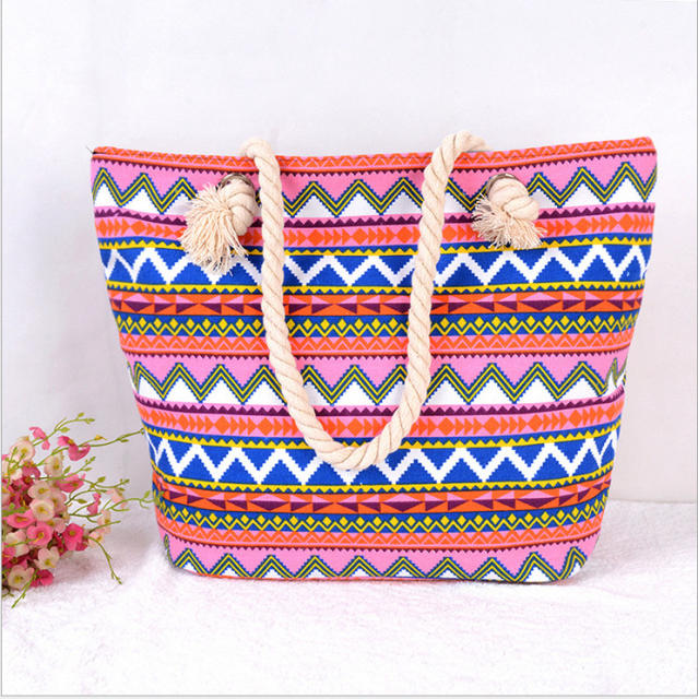 National pattern canvas beach tote bag