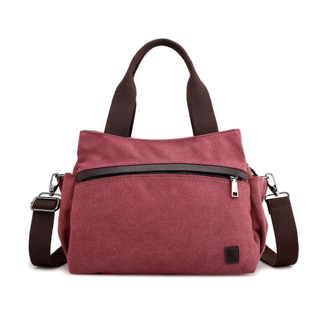Solid color canvas handbag