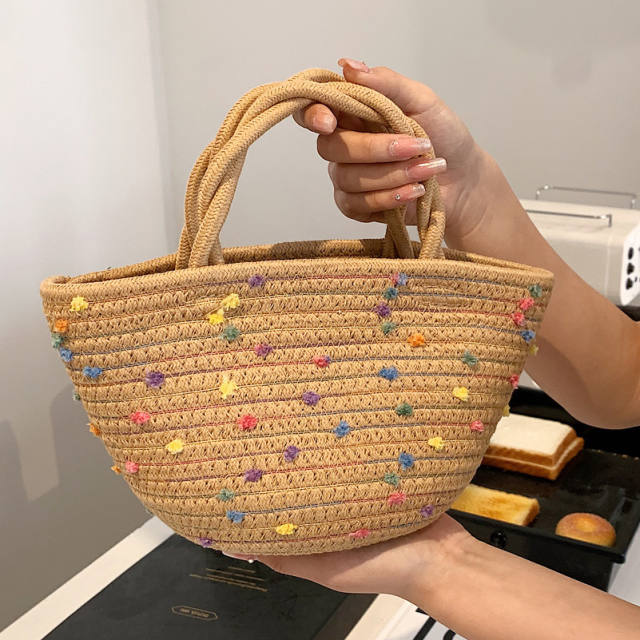 Straw bag 2022 new fashion ins vegetable basket