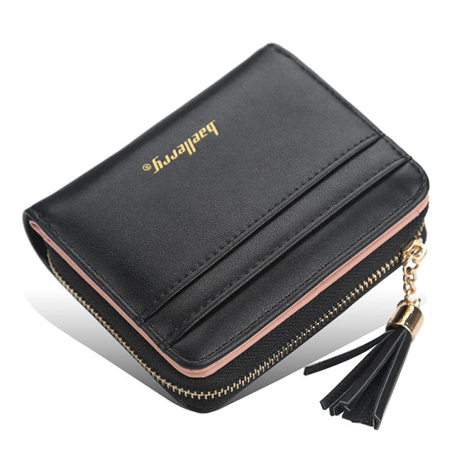 Short style multiple card slots tassel purse