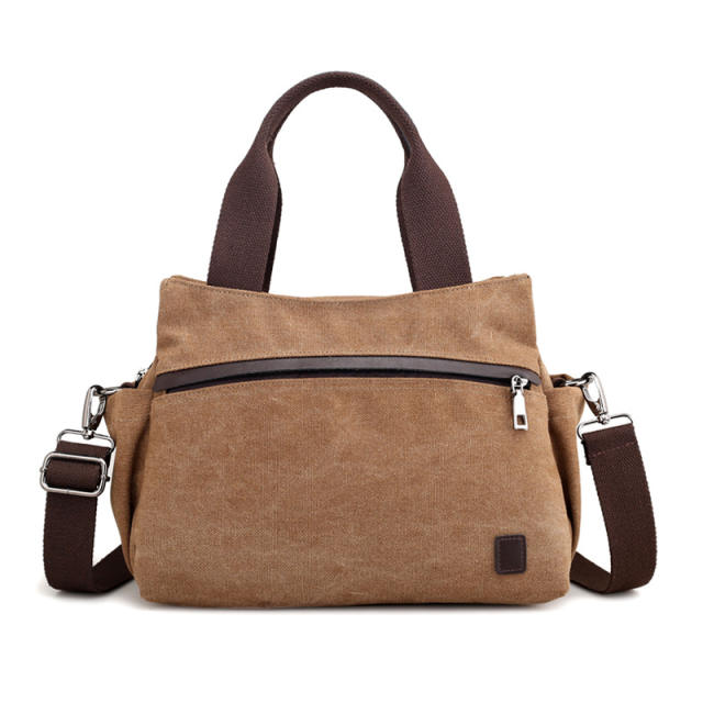 Solid color canvas handbag