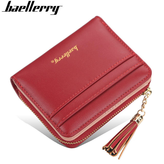 Short style multiple card slots tassel purse