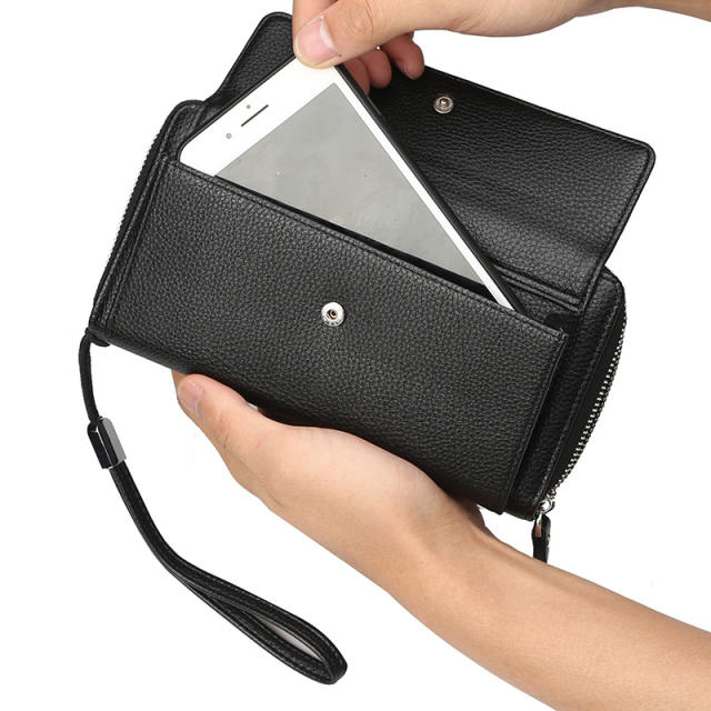 Classic multiple card hold slots leather clutch purse