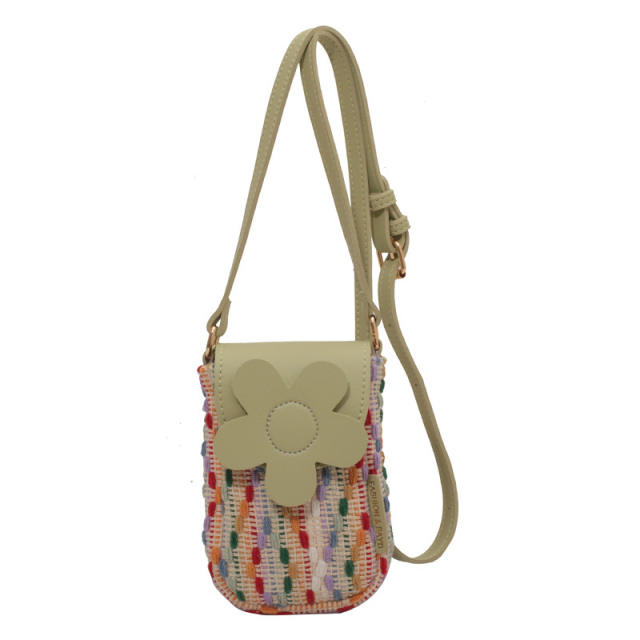 Summer flower braided crossbody phone bag